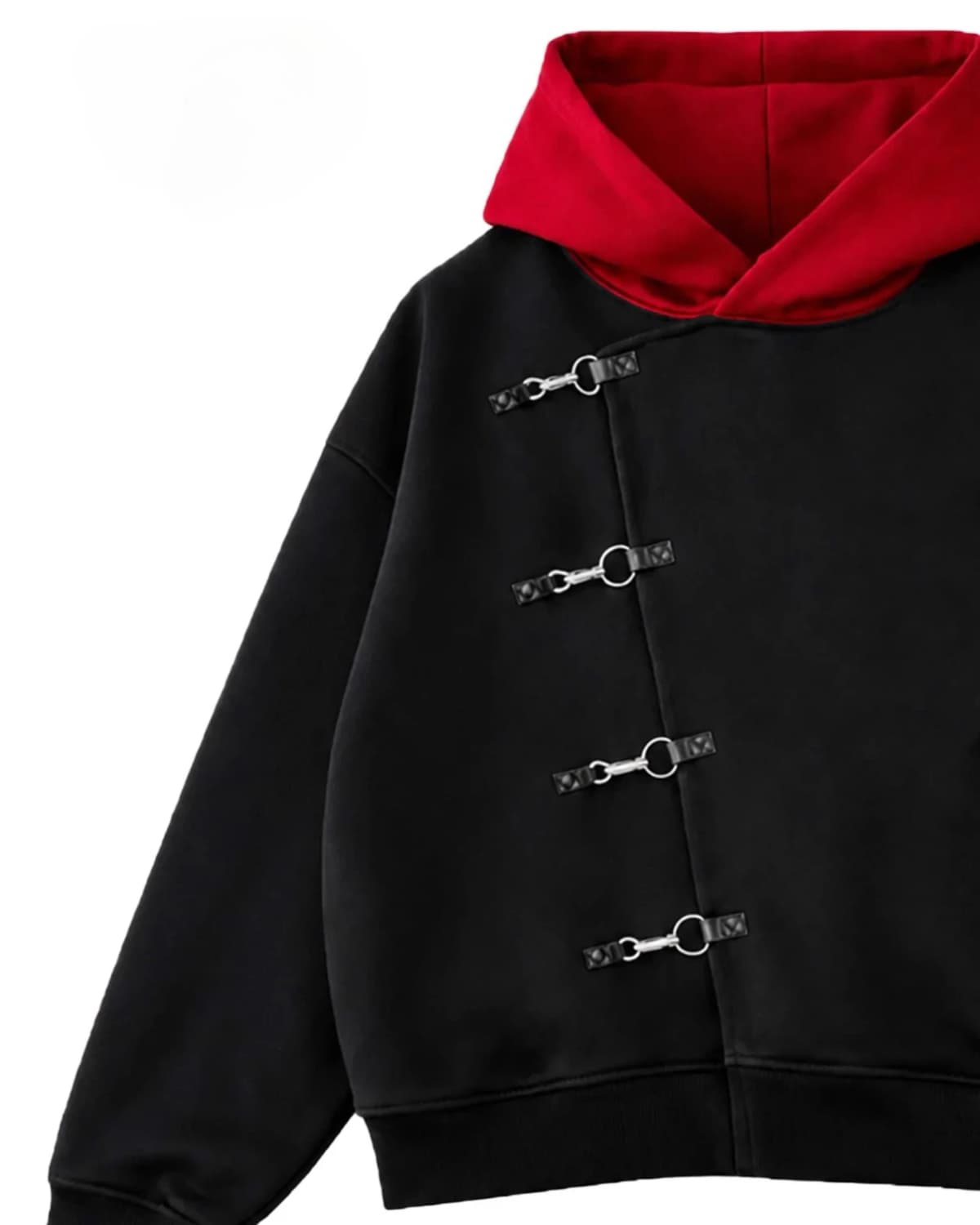 2026 Red Itadori Hoodie Oversized Black Red Spliced Metal Button Casual Sweatshirt Trendy and Simple Men Women Streetwear Jacket