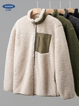 DUKEEN Men's Fleece Jacket 2025 Autumn and Winter Vintage Casual Stand Neck Thick Warm Zipper Outerwear Men's Coats
