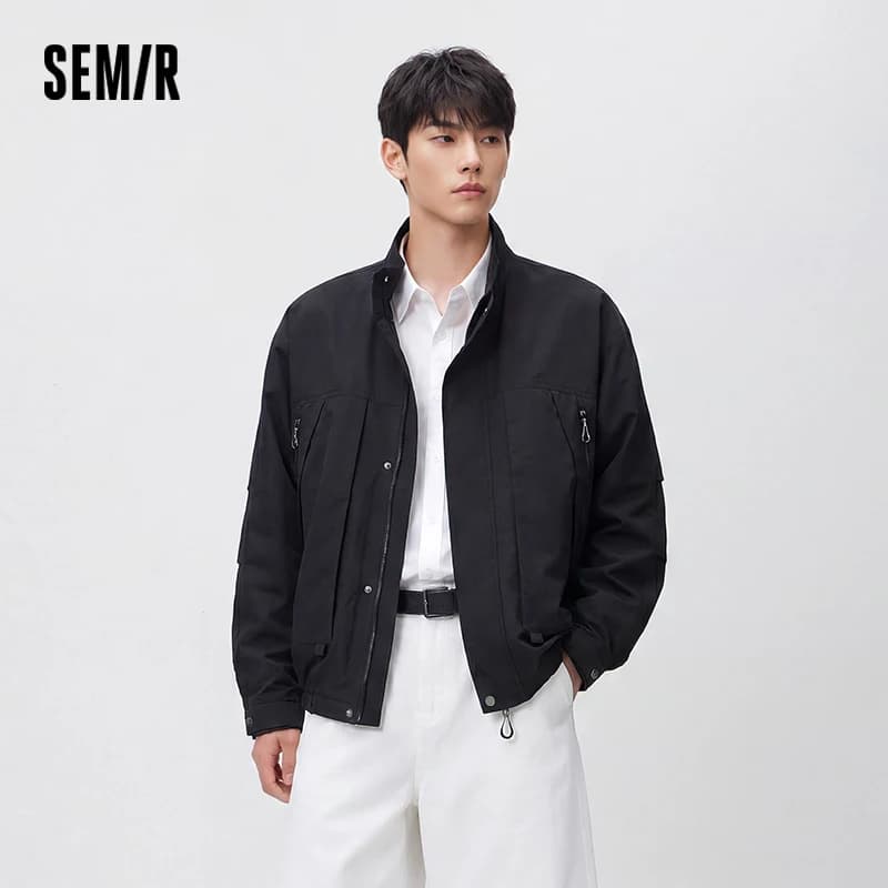 Semir Men Jacket Lightweight Utility Stand Collar Zip Outdoor Commuter Style Loose Autumn Outerwear Daily Wear 2026