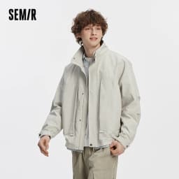 Semir Men Jacket Lightweight Utility Stand Collar Zip Outdoor Commuter Style Loose Autumn Outerwear Daily Wear 2026