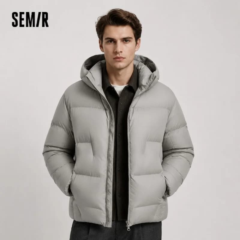 Semir Down Jacket Men Loose Hooded Puffer Three-Resistant Outerwear Heat-Generating Anti-Static 2026 New Winter Men's Wear