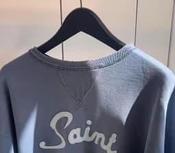 25SS SAINT Hoodies High Street Lightning Embroidered Logo Casual Wash Do Old Round-neck Sweatshirt for Men Women