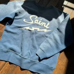 25SS SAINT Hoodies High Street Lightning Embroidered Logo Casual Wash Do Old Round-neck Sweatshirt for Men Women