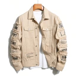 Men's y2k Denim Jacket Jeans Clothing Patches Windbreaker Cotton Stretchy Trucker Jacket for Men Cowboy Letter Designer Fashion