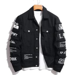 Men's y2k Denim Jacket Jeans Clothing Patches Windbreaker Cotton Stretchy Trucker Jacket for Men Cowboy Letter Designer Fashion
