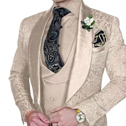 Elegant Mens Wedding Suits Italian Design Champagne Smoking Groom Tuxedo Jacket Vest Pants 3 Piece Party Prom Suits Set For Men