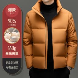 Real 90% White Duck Down Parka Coat 2025 Winter Men Classic Stand Collar Puffer Jacket Warm Simple Solid Duck Down Zipper Coat