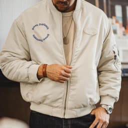 Maden New Retro MA1 Bomber Jacket Solid Color Zippered Cotton-padded Pilot Jacket Warm Baseball Coat for Autumn and Winter Parka
