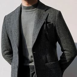 Autumn and Winter British Retro Wool Herringbone Men's Suit Jacket European and American Thick Tweed Woolen Coat