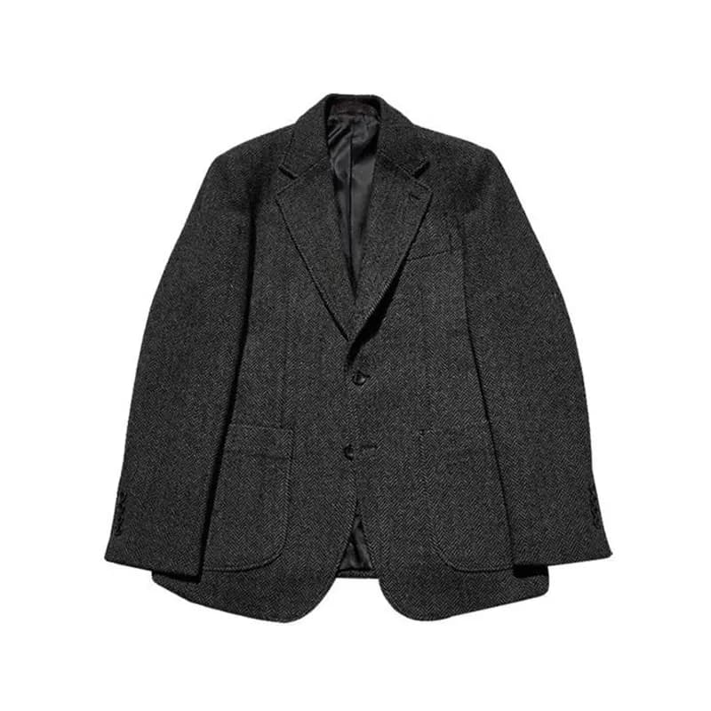 Autumn and Winter British Retro Wool Herringbone Men's Suit Jacket European and American Thick Tweed Woolen Coat