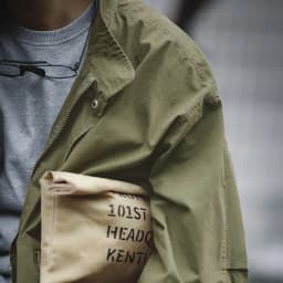 Maden Men's Vintage M65 Fishtail Green And Camel Trench Coat Woven Waist Rope Mid-length Oversized Loose Coat for Men