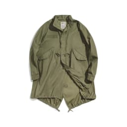 Maden Men's Vintage M65 Fishtail Green And Camel Trench Coat Woven Waist Rope Mid-length Oversized Loose Coat for Men