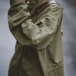 Maden Men's Vintage M65 Fishtail Green And Camel Trench Coat Woven Waist Rope Mid-length Oversized Loose Coat for Men