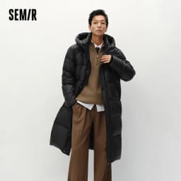 Semir Down Jacket Men Winter 90% Down Fill Goose Down Thickened Water-Repellent Anti-Static Long Hooded Outerwear Men'S Wear