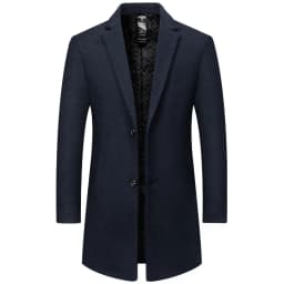 BROWON Brand 2026 Winter Elegant Woolen Coat Man Thicken Navy Color Smart Casual Outdoor Long Overcoat for Men Wollmantel