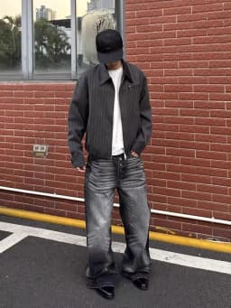 Men's Single Breasted Design Retro Black Gray Jeans Wide-leg Denim Trousers Boys Bottom High Waist Sweatpants Male Casual Pants