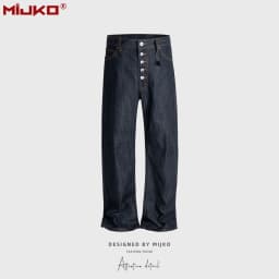 MIJKO BootCut Original Jeans Wide Leg Trousers Straight Button Design ZJ124