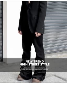 MIJKO Ribbons Slightly Stretch Baggy Flared Jeans for Men High Street Black Color Boom Cut Oversized Casual Denim Trousers
