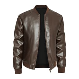 KIDWHXR Men Leather Jacket Thicken Fleece Windproof Waterproof Man Outerwear Punk Stand Collar Long Sleeve Zipper Male Coat