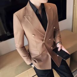 2023 Classic Luxury Mens Double Breasted Suit Jacket Groom Wedding Tuxedos Business Casual Blazer Social Club Outfits Suit Coat