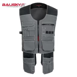 Bauskydd High Quality Men Male Female Outdoor Workwear Mens Work Vests Multifunction Tool Multi Pockets Vests Blue/Grey