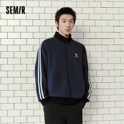 Semir Men Jacket Track Stripe Colorblock Letter Embroidery Loose Stand Collar Casual Autumn Outerwear Daily Wear 2026