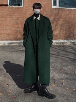 Mauroicardi Autumn Winter Long Warm Oversized Soft Dark Green Black Woolen Coat Men Loose Casual Korean Wool Blends Overcoat