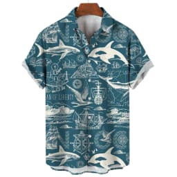 2024 Sailing World Graphic 3D Print Men's Vintage Shirt Fashion Casual Hawaiian Beach Style Summer Oversized Shirts for Men
