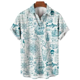 2024 Sailing World Graphic 3D Print Men's Vintage Shirt Fashion Casual Hawaiian Beach Style Summer Oversized Shirts for Men