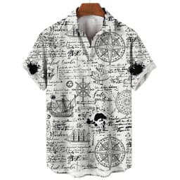 2024 Sailing World Graphic 3D Print Men's Vintage Shirt Fashion Casual Hawaiian Beach Style Summer Oversized Shirts for Men