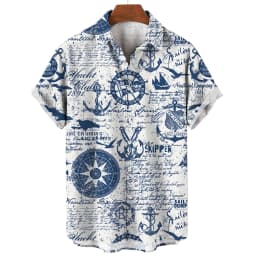 2024 Sailing World Graphic 3D Print Men's Vintage Shirt Fashion Casual Hawaiian Beach Style Summer Oversized Shirts for Men