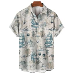 2024 Sailing World Graphic 3D Print Men's Vintage Shirt Fashion Casual Hawaiian Beach Style Summer Oversized Shirts for Men