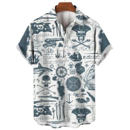 2024 Sailing World Graphic 3D Print Men's Vintage Shirt Fashion Casual Hawaiian Beach Style Summer Oversized Shirts for Men
