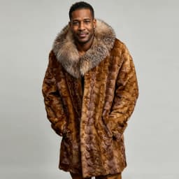 Men's Real Mink Fur Coats With Fox Fur Collar Mid-Length Fur Jacket Cropped Mink Fur Jacket Hot Selling Natural Fur Jacket