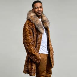 Men's Real Mink Fur Coats With Fox Fur Collar Mid-Length Fur Jacket Cropped Mink Fur Jacket Hot Selling Natural Fur Jacket