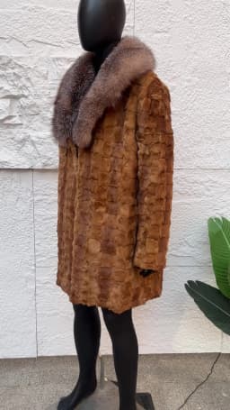 Men's Real Mink Fur Coats With Fox Fur Collar Mid-Length Fur Jacket Cropped Mink Fur Jacket Hot Selling Natural Fur Jacket