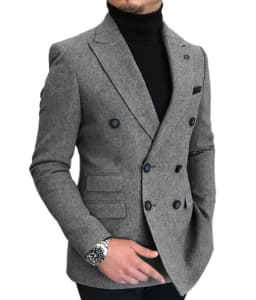 Formal 2025 New Burgundy Red Grey Lapel Tux Men Slim Fit Suits Coat Jacket Custom Made For Wendding Party Woolen cloth
