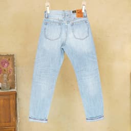 11oz 100% Cotton Red Selvedge Denim Jeans for Men Spring Summer Casual Slim Tapered Straight Leg Light Blue Washed Pants 5KM