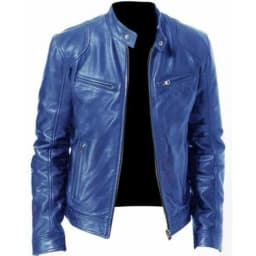 KIDWHXR Man Leather Jacket Motorcycle Punk Stand Collar Male Coat Windproof Long Sleeve Zipper Outdoor Casual Men Outerwear