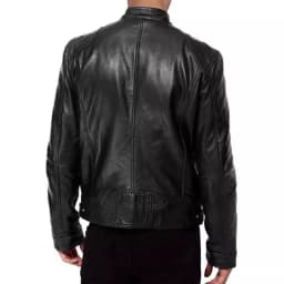 KIDWHXR Man Leather Jacket Motorcycle Punk Stand Collar Male Coat Windproof Long Sleeve Zipper Outdoor Casual Men Outerwear