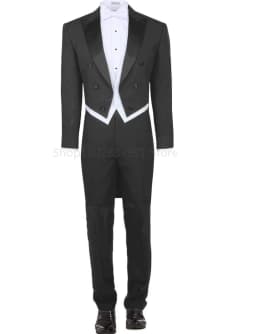 Black Formal Tailcoat For Men Suits Slim Fit Wedding Tuxedo Italian Style Custom 3 Piece Prom Dinner Jacket With Vest Pants