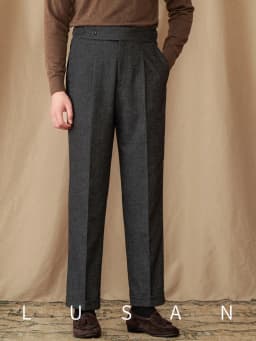 40% Wool Winter Thick Warm Naples Casual High Waist Straight Pants Commuter Retro Men