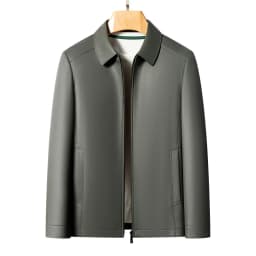 Men's Fashion Casual Large-Sized Goatskin Leather Jacket Lapel Coat High-End Spring Autumn 2025