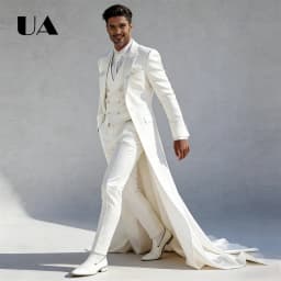 Men Banquet Three Piece Suit Attire Set, Long Tail Suit Jacket Pant Waistcoat for Men, Wedding Groom Suit XS-4XL Many Colors