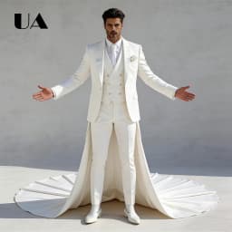Men Banquet Three Piece Suit Attire Set, Long Tail Suit Jacket Pant Waistcoat for Men, Wedding Groom Suit XS-4XL Many Colors
