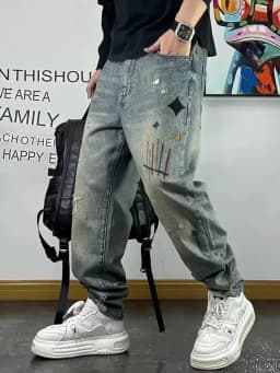 High Quality Streetwear Ragged Patch Embroidery Ripped Jeans For Men Fashion Men Clothing Distressed Denim Pants Male Trousers