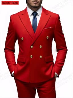 Men Double Breasted Suit Black Slim Fit High Quality Wedding Costume Party Prom Gold Button Male Suits