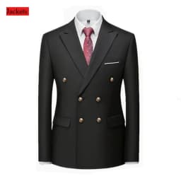 Men Double Breasted Suit Black Slim Fit High Quality Wedding Costume Party Prom Gold Button Male Suits