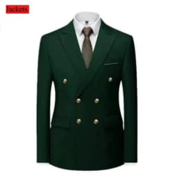 Men Double Breasted Suit Black Slim Fit High Quality Wedding Costume Party Prom Gold Button Male Suits