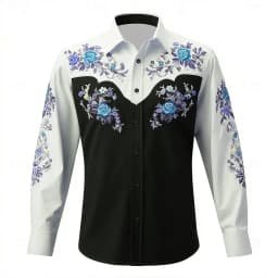 Men's 2025 Long Sleeve Shirt Floral Print Western Cowboy Shirt Autumn Streetwear Casual Comfort Polyester Slim Fit Shirts